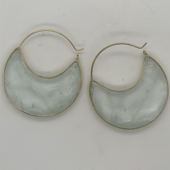 Anthropologie Faux Aquamarine crystal hoops - Picture 5 of 5